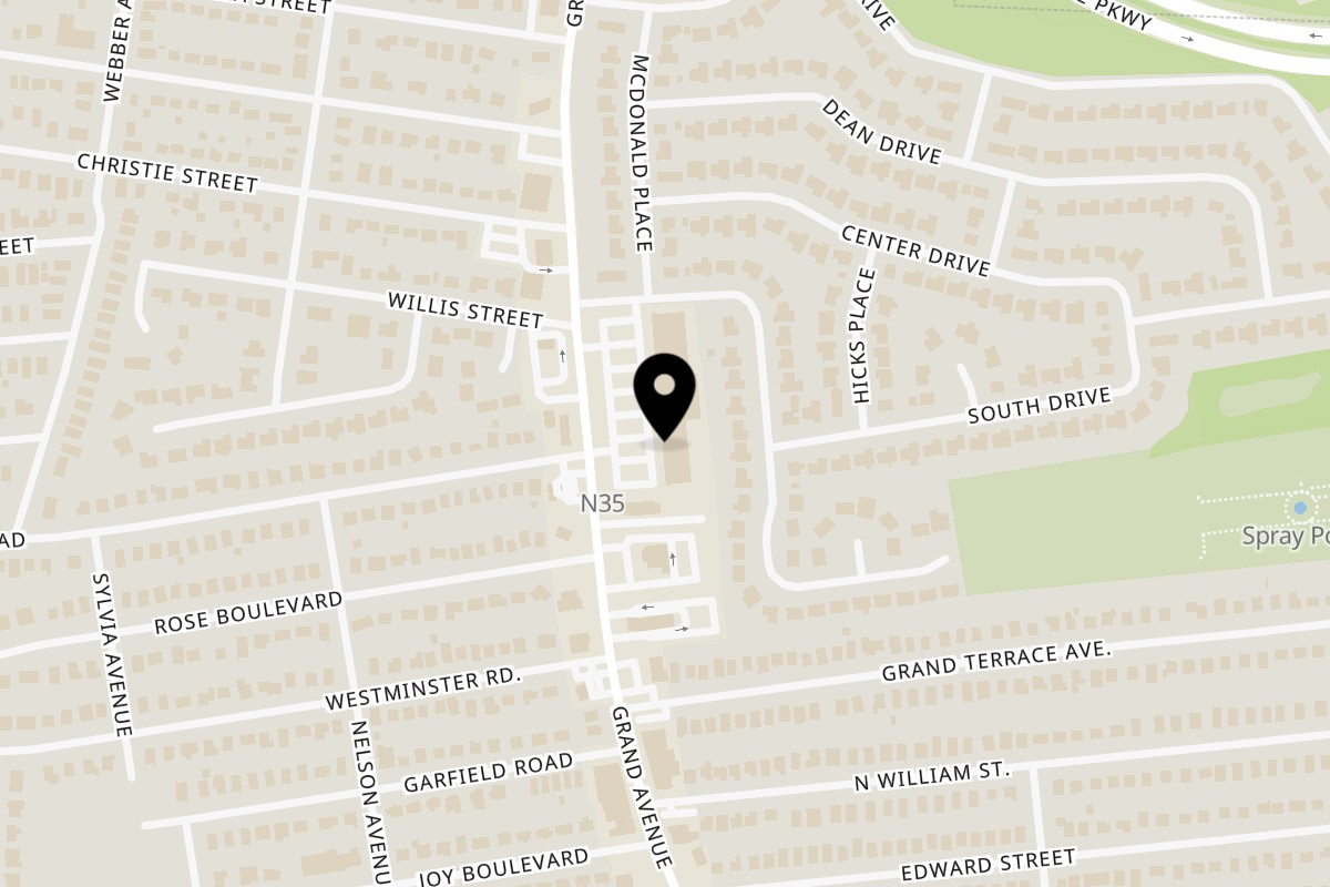 Map showing the location of Lucas Dominican Restaurant on 1207 Grand Ave in Baldwin